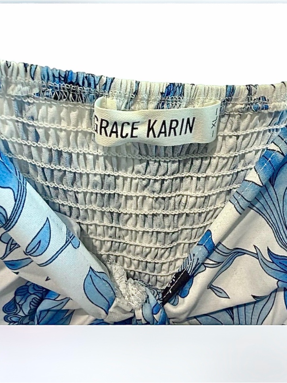 GRACE KARIN Womens Summer Blue and White Floral Long Flowy Boho w/ Pockets - XL - Picture 4 of 8